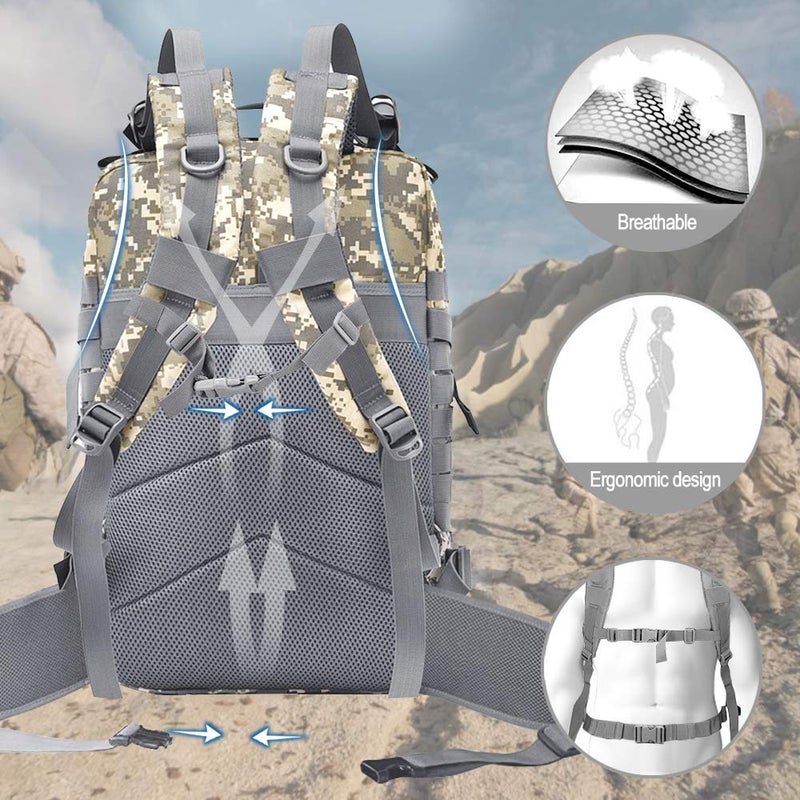 EMDMAK Military Tactical Backpack, 42L Large Military Pack Army 3 Day Assault Pack Molle Bag Rucksack for Outdoor Hiking Camping Hunting - Image 4